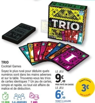 Jeu de cartes Trio Cocktail Games