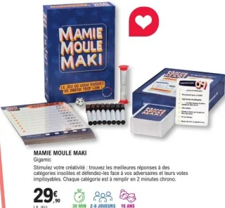 Jeu de société Mamie Moule Maki Gigamic