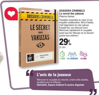 Jeu d'enquête Dossiers Criminels Le secret des yakuzas Platonia Games