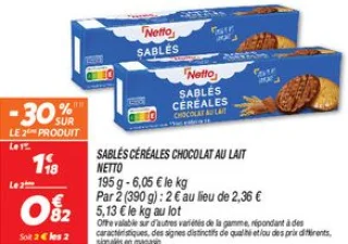 Sablés céréales  chocolat au lait