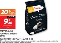 Dosettes de café pur arabica noir doux