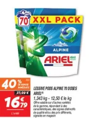 Lessive pods alpine 70 doses