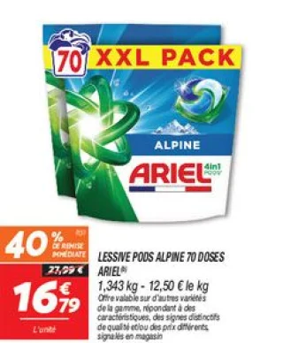 Lessive pods alpine 70 doses