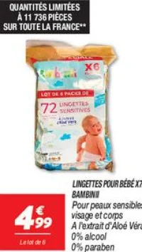 Lingettes pour bébé x72 