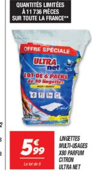Lingettes multi-usages x80 parfum citron