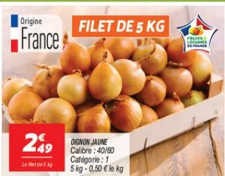 Oignon jaune Filet de 5 kg