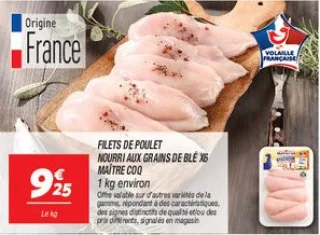 Filets de poulet nourri aux grains de blé x6