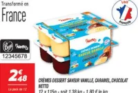 Crèmes dessert saveur vanille, caramel, chocolat