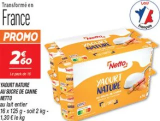 Yaourt nature  au sucre de canne