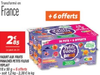 Yaourt aux fruits panachés petits filous 