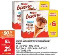 Cônes glacés  noisette bueno chocolat au lait