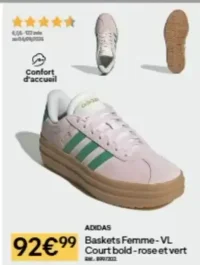 ADIDAS Baskets Femme - VL Court bold - rose et vert
