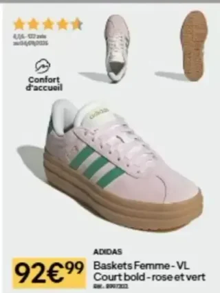 ADIDAS Baskets Femme - VL Court bold - rose et vert