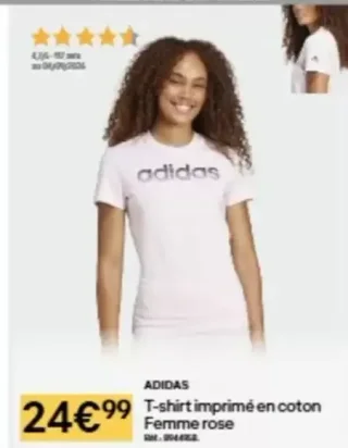ADIDAS T-shirt imprimé en coton Femme rose