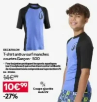 DECATHLON T-shirt anti uv surf manches courtes Garçon - 500