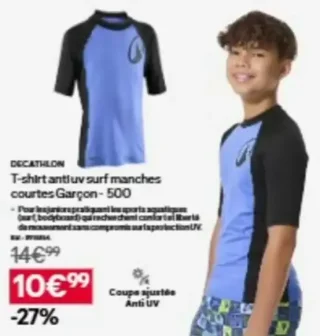 DECATHLON T-shirt anti uv surf manches courtes Garçon - 500