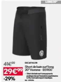 DECATHLON Short de bain surf long 20" Homme - BS900