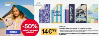 DECATHLON Serviette taille L 145x85cm - 5 couleurs au choix