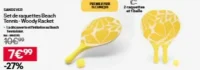 SANDEVER Set de raquettes Beach Tennis - Woody Racket