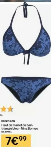 Haut de maillot de bain triangle bleu - Nina Borneo Decathlon