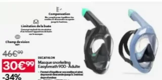 DECATHLON Masque snorkeling Easybreath 900 - Adulte