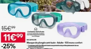 DECATHLON Masque de plongée anti-buée - Adulte - 100 mono confort