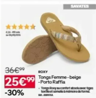 Tongs Femme - beige - Porto Raffia ROXY