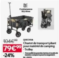 Chariot de transport pliant pour matériel de camping - Trolley Quechua