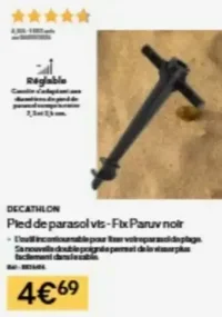 Pied de parasol vis - Fix Paruv noir Decathlon
