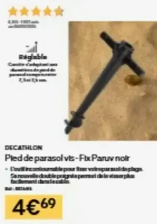 Pied de parasol vis - Fix Paruv noir Decathlon