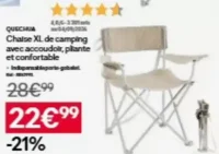 Chaise XL de camping avec accoudoir, pliante et confortable Quechua