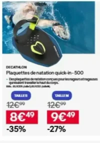 DECATHLON Plaquettes de natation quick-in - 500