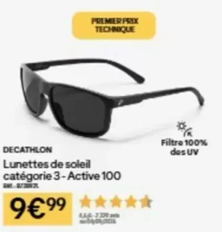 Lunettes de soleil catégorie 3 - Active 100 Decathlon