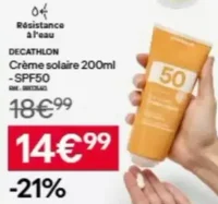 Crème solaire 200ml - SPF50 Decathlon