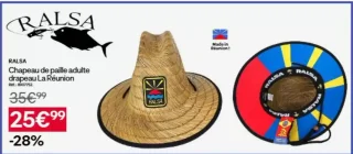 RALSA Chapeau de paille adulte drapeau La Réunion