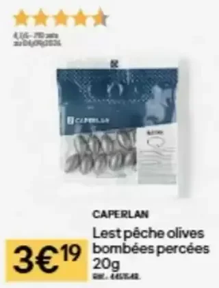 Caperlan Lest pêche olives bombées percées 20g