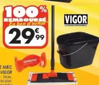 Kit balai plat avec seau essoreur Vigor