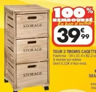 Tour 3 tiroirs cagette