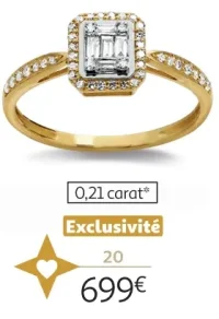Bague or 750 millièmes rhodié et diamants 0,21 carat La Vie en Or