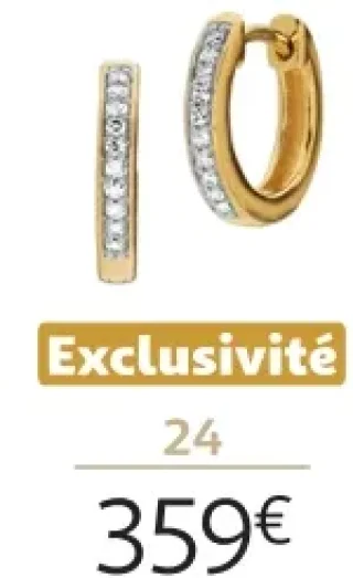 Créoles or 750 millièmes rhodié et diamants 0,05 carat La Vie en Or