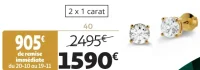 Boucles d'oreilles or 750 millièmes recyclé et diamants de synthèse 2 carats la VIE en OR
