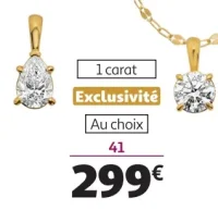 Pendentif or 375 millièmes recyclé et diamant de synthèse 1 carat la VIE en OR
