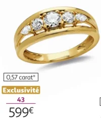Demi-alliance or 375 millièmes recyclé et diamants de synthèse 0,57 carat la VIE en OR