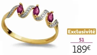 Bague en or 375 millièmes rhodié, rubis et diamants La Vie en Or