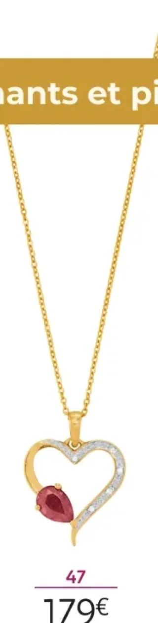Collier en or 375 millièmes rhodié, rubis et diamants La Vie en Or