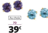 Boucles d'oreilles en or 375 millièmes et améthystes ou topazes bleues - La Vie en Or