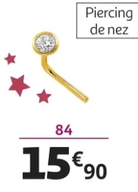 Piercing de nez or 375 millièmes et oxyde de zirconium La Vie en Or