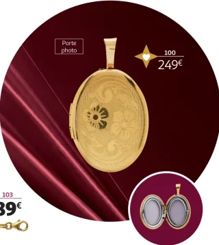 PENDENTIF porte-photo or 375 millièmes La VIE en OR