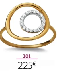Bague or 375 millièmes rhodié et oxydes de zirconium La Vie en Or