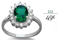Bague argent et oxydes de zirconium blancs et vert La Vie en Or 112